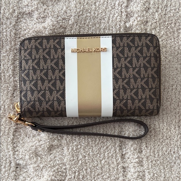 Michael Kors Handbags - Michael Kors Monogram Wallet/wristlet with Gold and White Accents